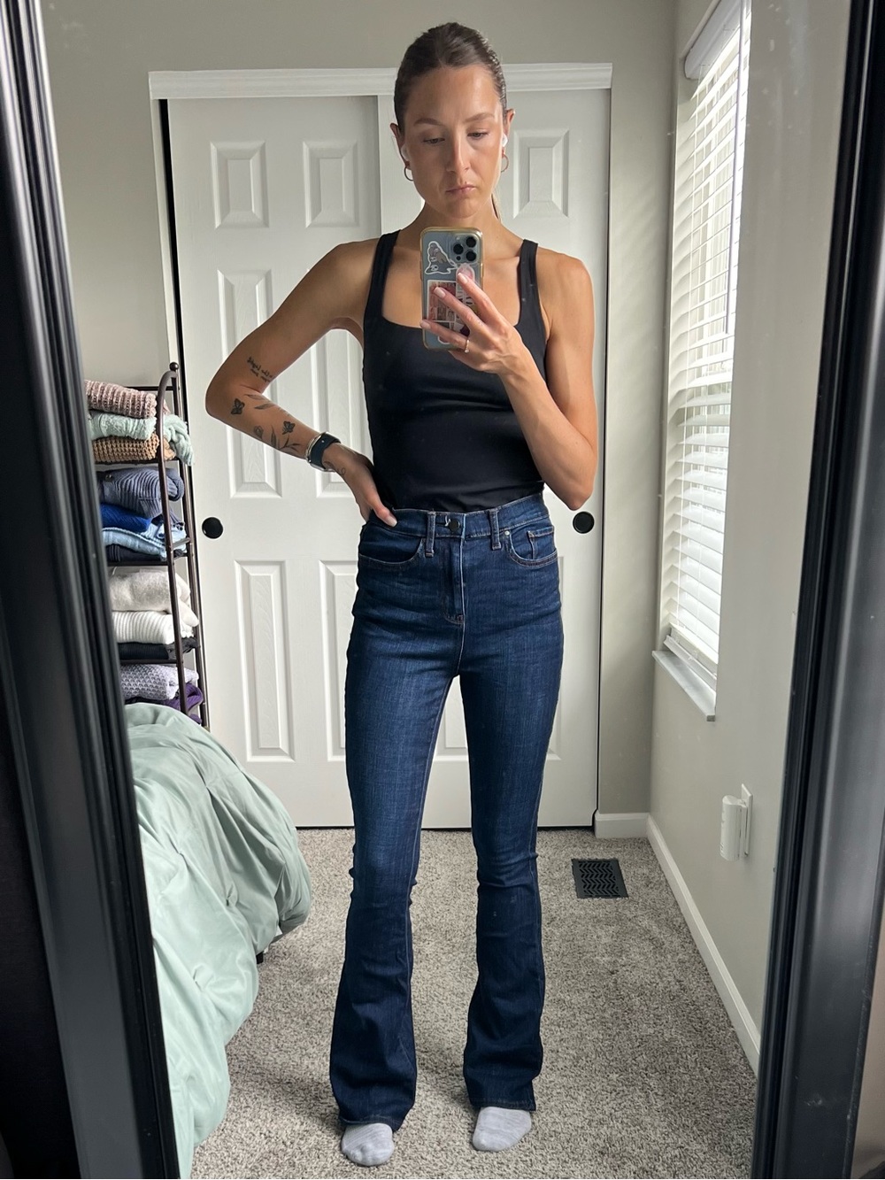 a.n.a High-Rise Dark Indigo Flare Jeans